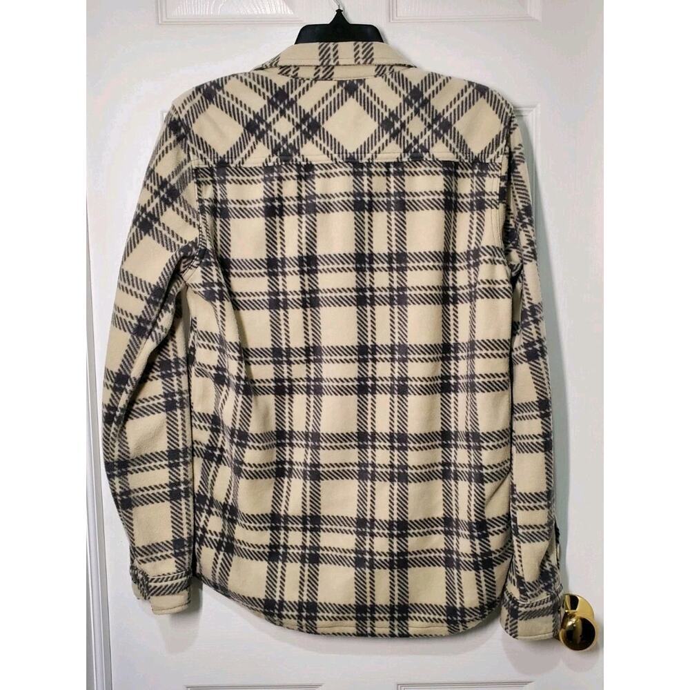 O’Neill Men’s Plaid Fleece Shacket Size L/XL Snap Front Black White Checkered - Picture 11 of 11